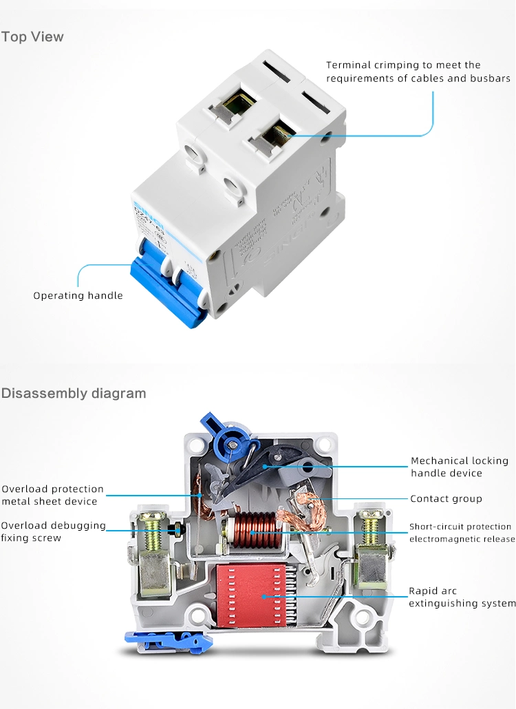 Manufacture Air Low Voltage Circuit Breakers Singi 3p 4p Electric Breaker DC Dz47-63