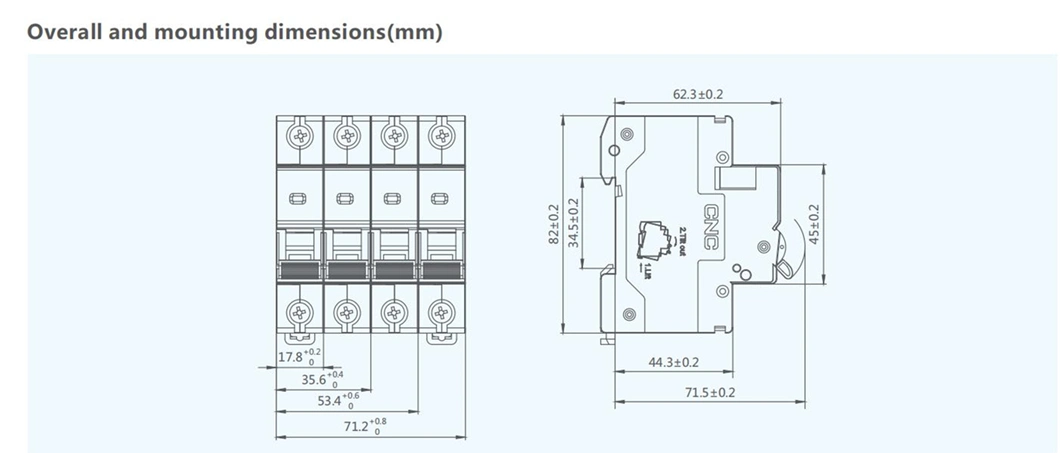 Low Voltage Ycb9-63 C63 6ka 1p 2p 3p 4p 230/400V 63A MCB Mini Circuit Breaker