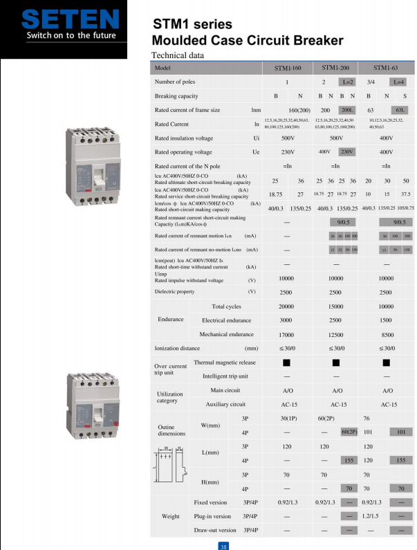 Stm1 CE Kema Moulded Case Circuit Breaker MCCB